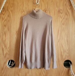 Oak+Fort Turtleneck Fall Long Sweater Light Brown Women's Dress Size S